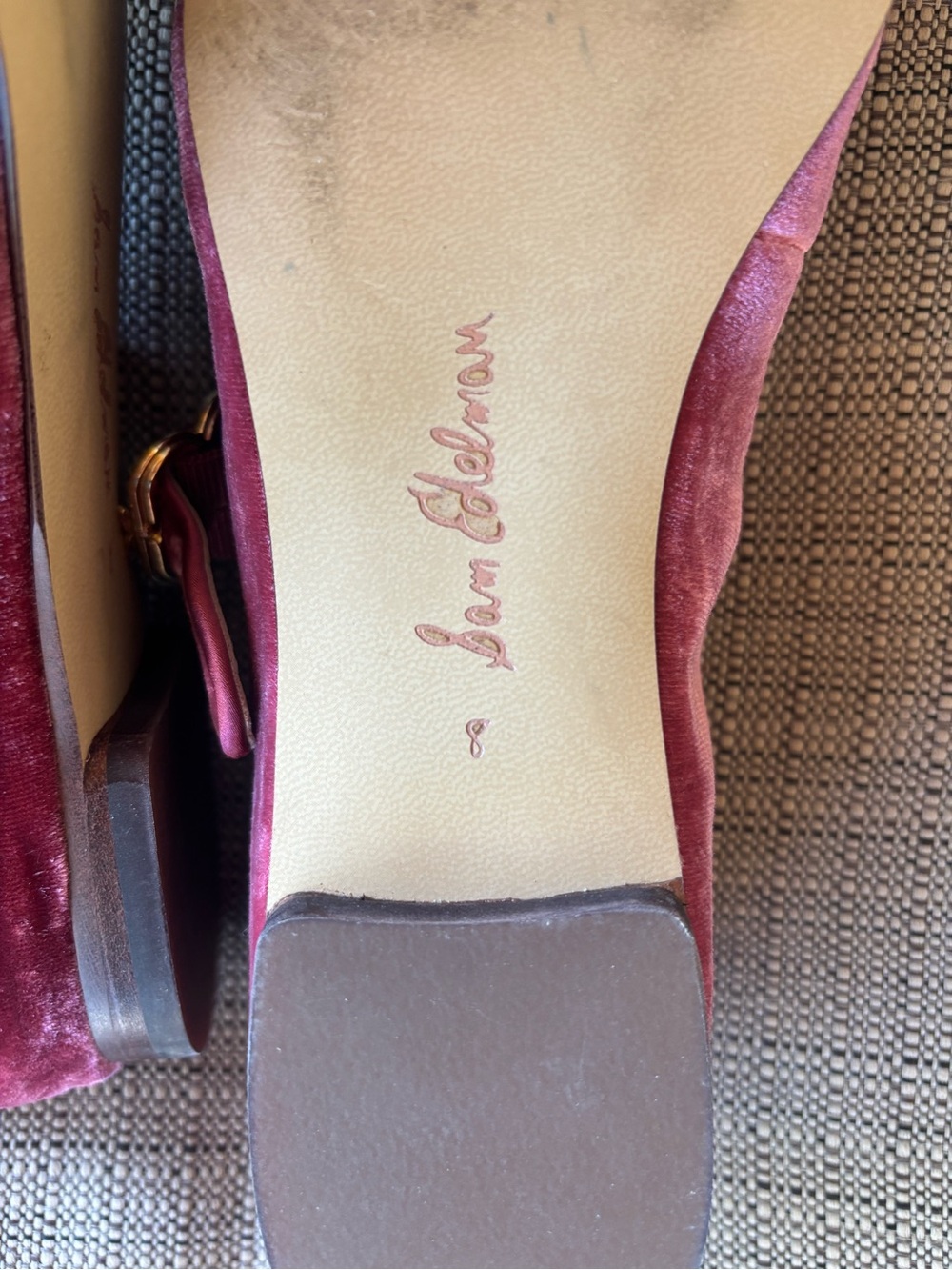 Sam Edelman Rose Pink Velvet Mary Jane Flats - Picture 6 of 6